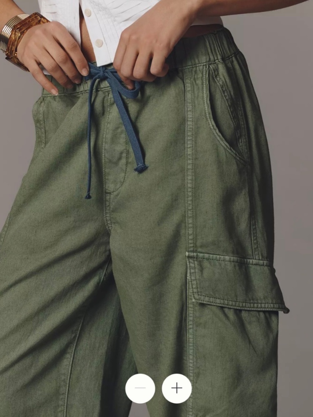 Pilcro cotton-linen cargo pants Olive size M - Picture 4 of 4